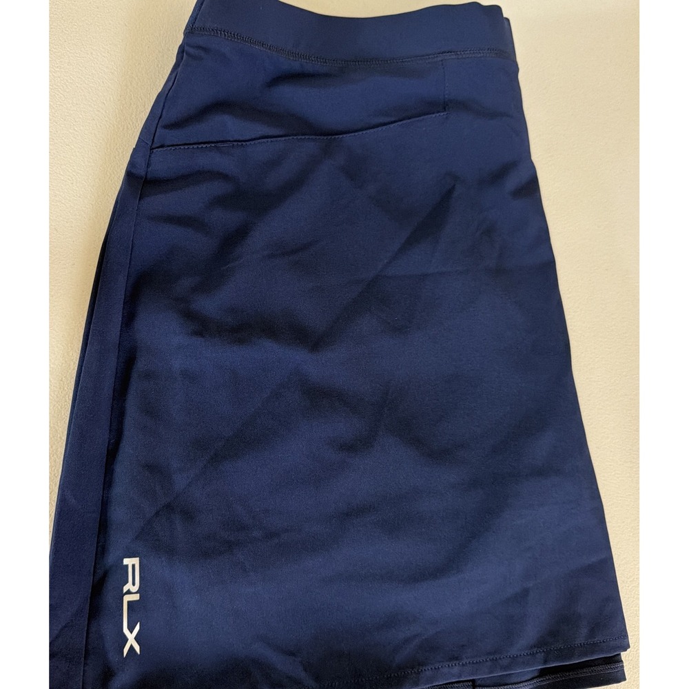 NWT RLX Ralph Lauren Women's Blue Athletic Skort XL Pull On Stretch Solid Short